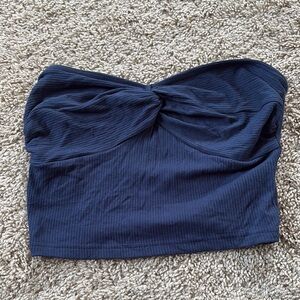 Navy Blue Strapless Top
